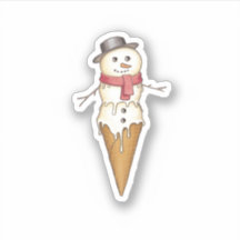 Snowman Ice Cream Sticker