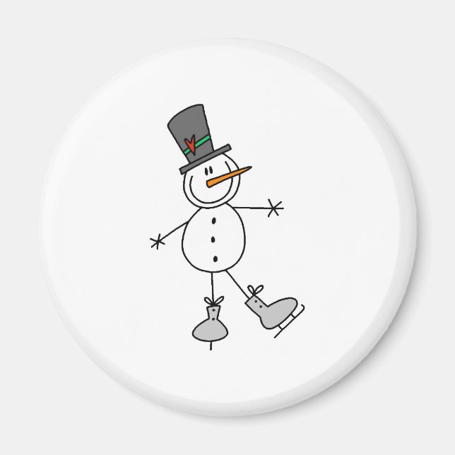 Snowman Ice Skaten Magnet (Vorne)