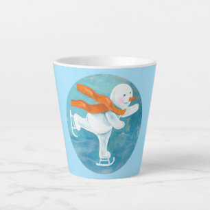 Snowman Ice Skater Latte Tasse