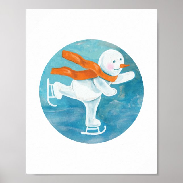 Snowman Ice Skater Poster (Vorne)