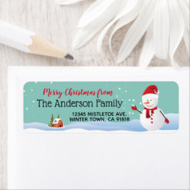 Snowman im Winter Town Return Address Label