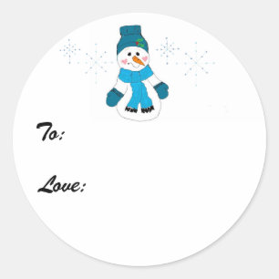 Snowman in Blue Runder Aufkleber