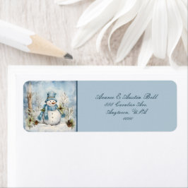 Snowman in Blue Scarf und Tophat gekleidet