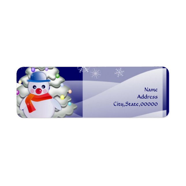 Snowman in Christmas Night Return Address Label (Vorne)