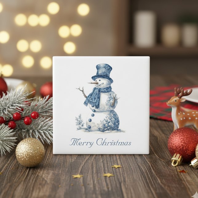 Snowman in Delft Blue, anpassbar Magnet (Von Creator hochgeladen)