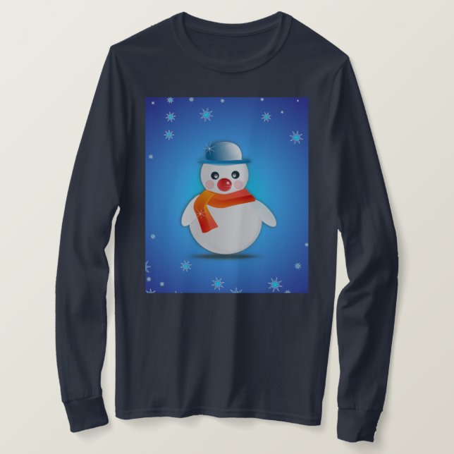 SNOWMAN IN SNOWY HINTERGRUND T - Shirt (Design vorne)