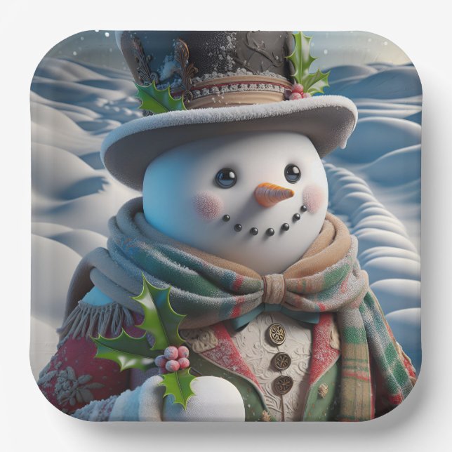 Snowman in Top Hat und Scarf, Weihnachten, Autor N Pappteller (Vorderseite)