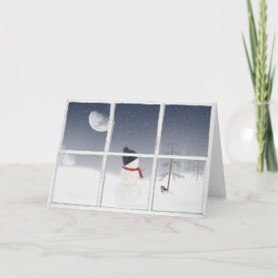 Snowman in Window Card Karte
