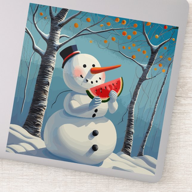 Snowman isst Wassermelone Aufkleber (Detail)