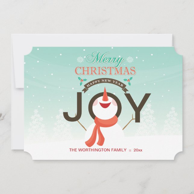 Snowman Joy Holiday Card Feiertagskarte (Vorderseite)