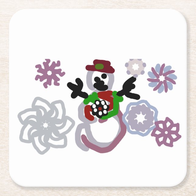 Snowman joy kind rechteckiger pappuntersetzer (Vorderseite)