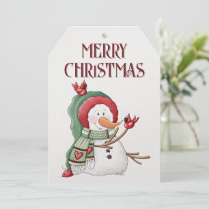 Snowman Kardinal Bird Winter Christmas Feiertagskarte