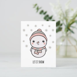 Snowman kawaii ließ es schneien postkarte