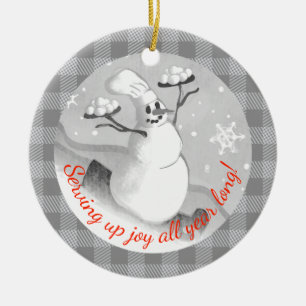 Snowman-Koch mit Schneebälle Weihnachtsschmuck