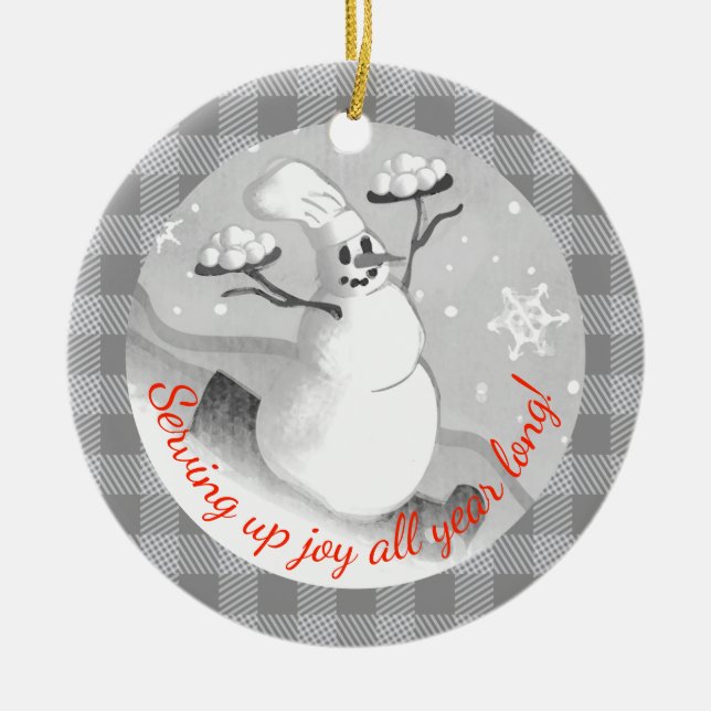 Snowman-Koch mit Schneebälle Weihnachtsschmuck (Vorne)