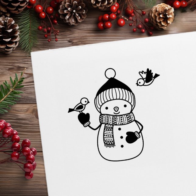 Snowman lächeln in gegossenen Hut und Scarf Gummistempel (Von Creator hochgeladen)