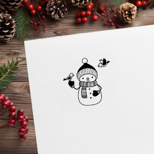 Snowman lächeln in geputztem Hut und Scarf 1x1 Gummistempel