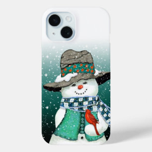 Snowman lächeln, Kardinal im Schneesturm Case-Mate iPhone Hülle