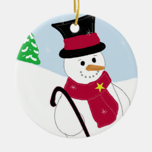 Snowman lächeln keramik ornament