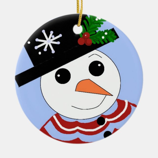 Snowman lächeln keramik ornament (Vorne)