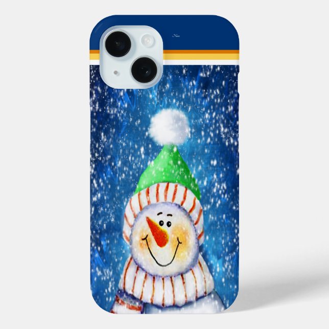 Snowman lächeln mit Fluffy Strumpf Hat Case-Mate iPhone Hülle (Rückseite)