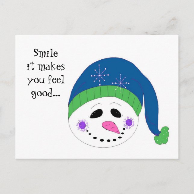 Snowman lächeln postkarte (Vorderseite)