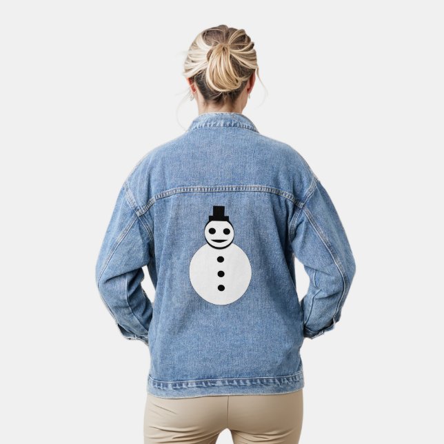Snowman lächelt Weihnachten Jeansjacke (Modell)
