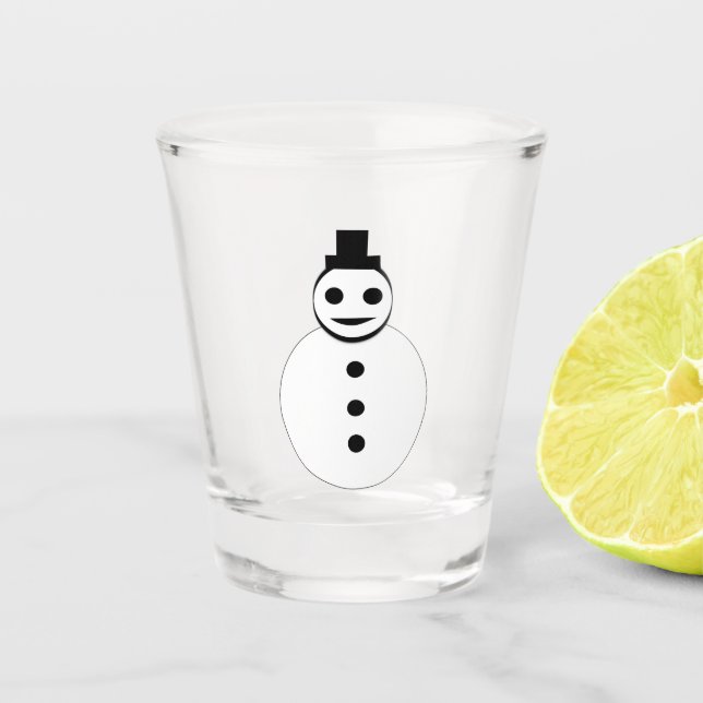 Snowman lächelt Weihnachten Schnapsglas (Vorderseite)