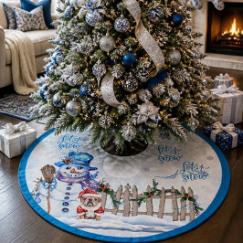 Snowman | Lass es Weihnachtsbaumrock schneien Polyester Weihnachtsbaumdecke