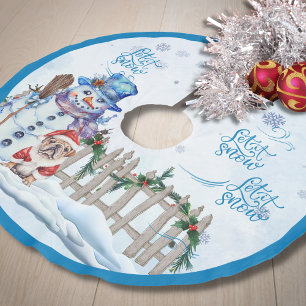 Snowman Lass es Weihnachtsbaumrock schneien Polyester Weihnachtsbaumdecke
