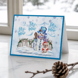 Snowman | Lassen Sie es Schnee Weihnachtskarte Feiertagskarte