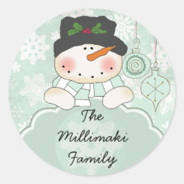 Snowman lässt es Personalisierten Round Sticker sc