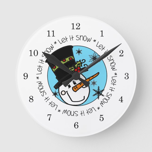 Snowman lässt es schneien runde wanduhr (Vorderseite)