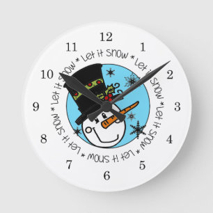 Snowman lässt es schneien runde wanduhr