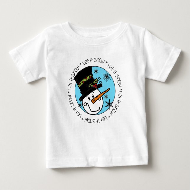 Snowman lässt es Weihnachtsfeiertage schnee Baby T-shirt (Vorderseite)