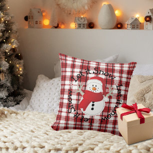 Snowman Let it Snow Red Black Personalisiert Kissen