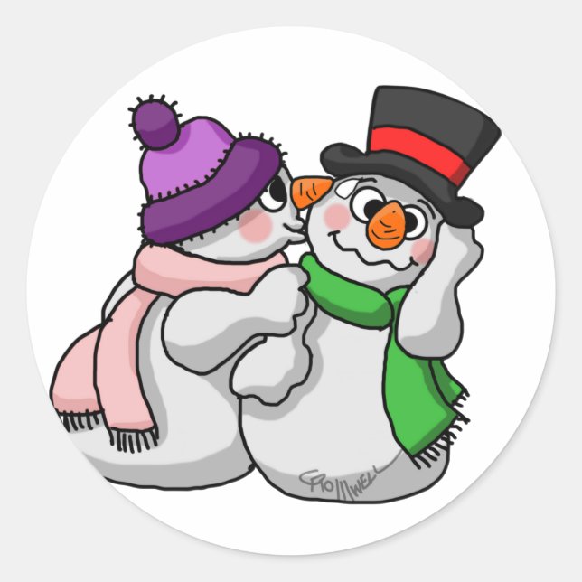 Snowman-Liebe Runder Aufkleber (Vorderseite)