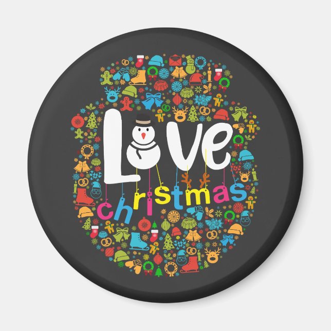 Snowman Liebe Weihnachtsdekorationen Magnet (Vorne)