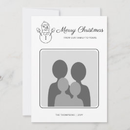 Snowman Line Art mit benutzerdefiniertem Foto und Feiertagskarte