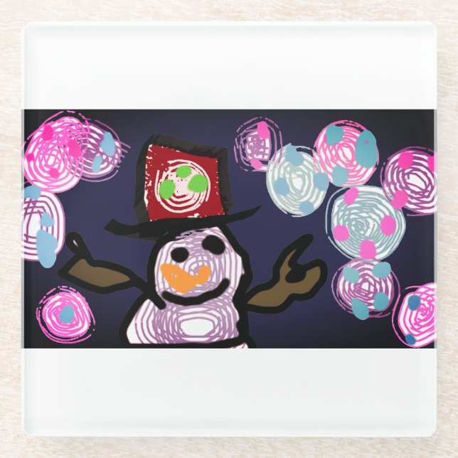 Snowman Lovey Glasuntersetzer (Vorderseite)