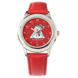 Snowman   Mädchen Name Red Kids Armbanduhr