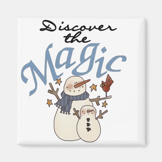 Snowman Magic T - Shirt und Geschenke Magnet (Vorne)
