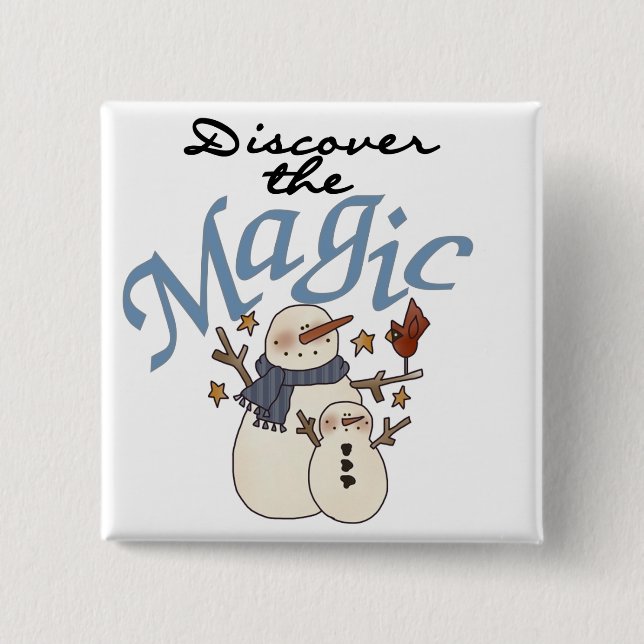 Snowman Magic Weihnachtsfeiertag Button (Vorderseite)