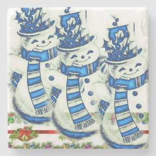 Snowman Marble Stone Untersetzer Weihnachten