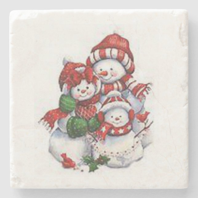 Snowman Marble Stone Untersetzer Weihnachten (Vorderseite)