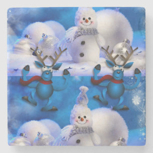 Snowman Marble Stone Untersetzer Weihnachten