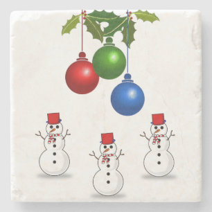 Snowman Marble Stone Untersetzer Weihnachten