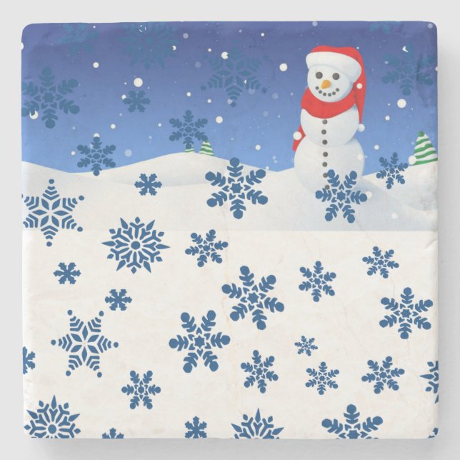 Snowman Marble Stone Untersetzer Weihnachten (Vorderseite)