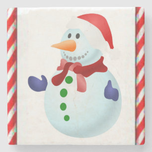 Snowman Marble Stone Untersetzer Weihnachten