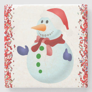 Snowman Marble Stone Untersetzer Weihnachten